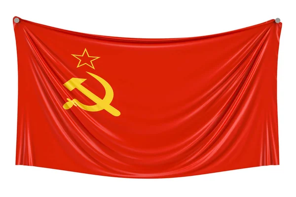 Ussr Flagge hängt an der Wand, 3D-Rendering — Stockfoto