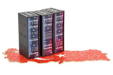 Türkiye kavramı, 3d render veri merkezi sunucu rafları 