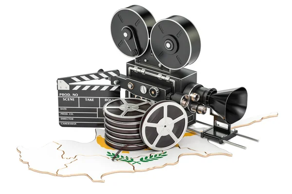 Cypr kinematografii, koncepcja przemysł filmowy. renderowania 3D — Zdjęcie stockowe