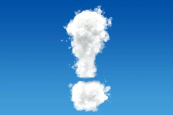 Signo de exclamación de las nubes en el cielo. Renderizado 3D — Foto de Stock