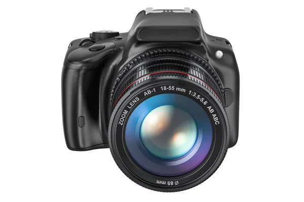 Digital single-lens reflex camera, 3D rendering — Stock Photo, Image