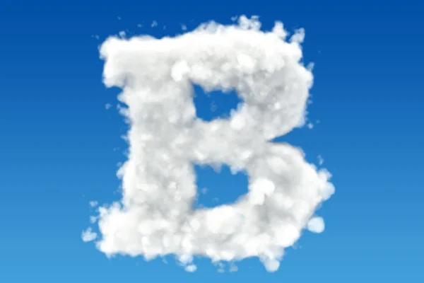 Lettre B, alphabet des nuages dans le ciel. rendu 3D — Photo