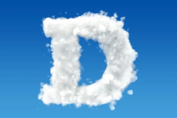 Letter D, alphabet from clouds in the sky. 3D rendering — Stock Photo, Image