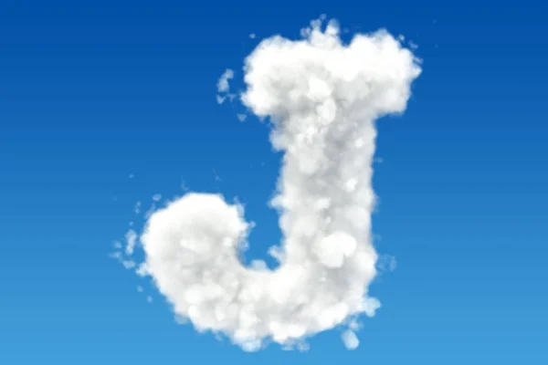 Letter J, alfabet van wolken in de hemel. 3D-rendering — Stockfoto