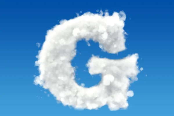 Lettre G, alphabet des nuages dans le ciel. rendu 3D — Photo