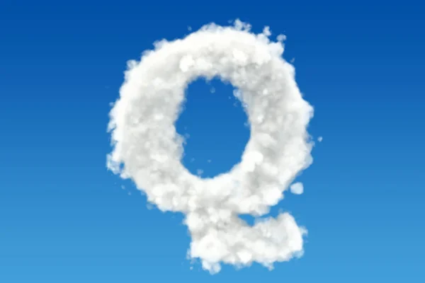 Letter Q, alfabet van wolken in de hemel. 3D-rendering — Stockfoto