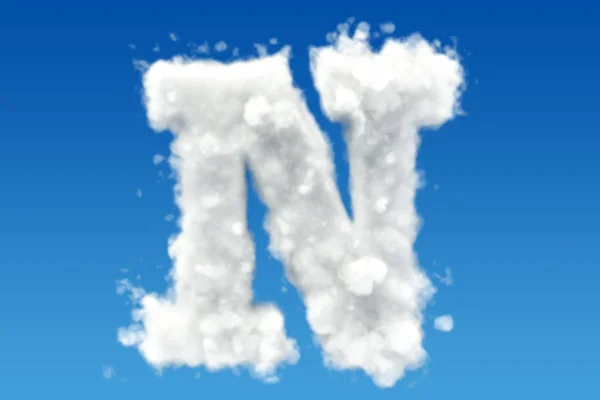 Letter N, alphabet from clouds in the sky. 3D rendering — Stock Photo, Image