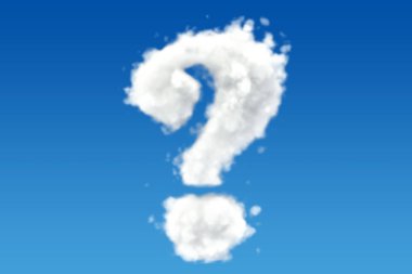 question mark from clouds in the sky. 3D rendering clipart
