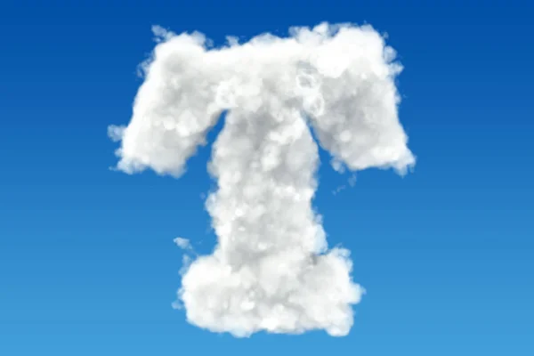 Lettre T, alphabet des nuages dans le ciel. rendu 3D — Photo