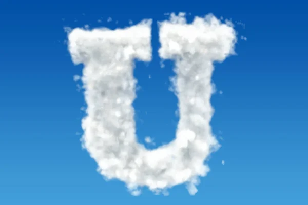 Letter U, alphabet from clouds in the sky. 3D rendering — Stock Photo, Image