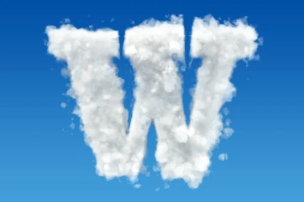 Letter W, alfabet van wolken in de hemel. 3D-rendering — Stockfoto