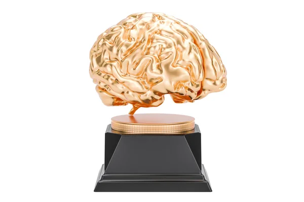 Golden Brain, gold award. 3D rendering — Stock Photo, Image