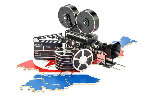Korea Północna kinematografii, koncepcja przemysł filmowy. renderowania 3D — Zdjęcie stockowe