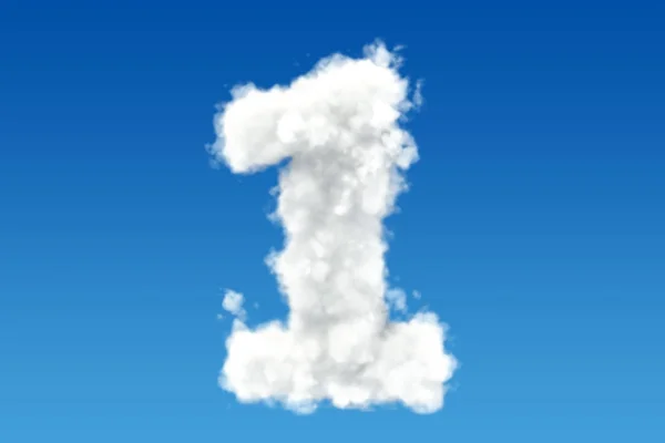 Nummer 1, aus Wolken am Himmel. 3D-Darstellung — Stockfoto