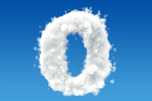 Number 0, from clouds in the sky. 3D rendering — Stock Photo, Image