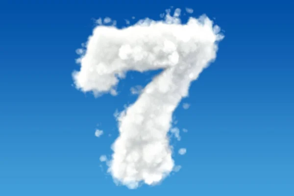 Number 7, from clouds in the sky. 3D rendering — Stock Photo, Image