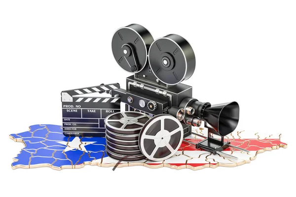 Puerto Rico kinematografii, koncepcja przemysł filmowy. renderowania 3D — Zdjęcie stockowe