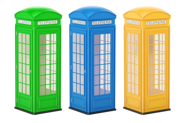 Set di scatole telefoniche colorate, rendering 3D — Foto Stock
