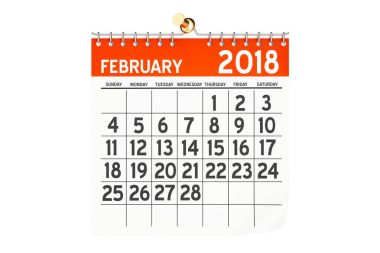 Şubat 2018 takvim 3B oluşturma