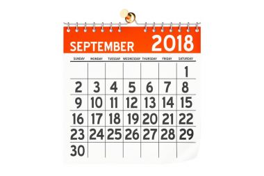 Eylül 2018 takvim 3B oluşturma