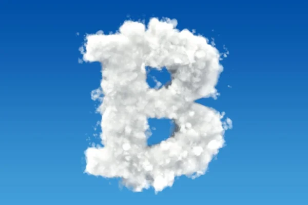 Bitcoin from clouds in the sky. 3D rendering — Stock Photo, Image