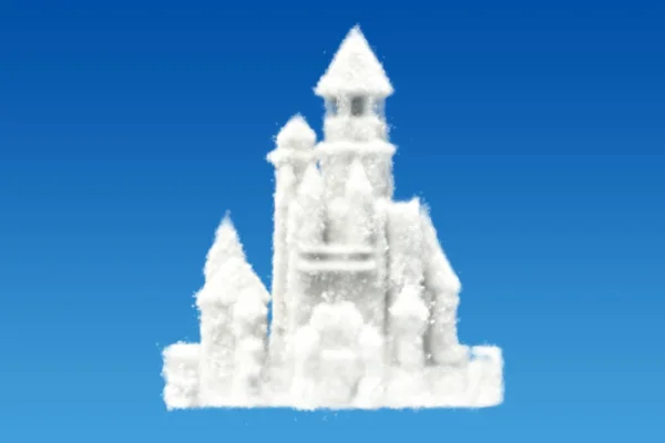 Castle from clouds in the sky, 3D rendering — Stock Photo, Image