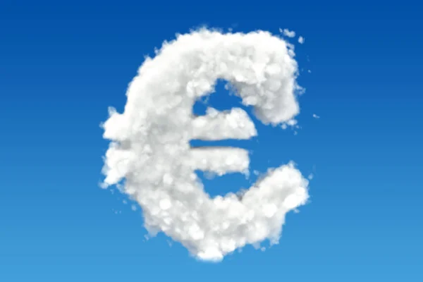 Euro symbol from clouds in the sky. 3D rendering