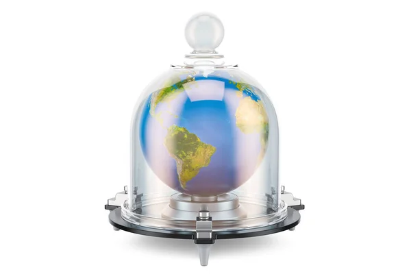 玻璃钟覆盖地球。保护和保护 — 图库照片
