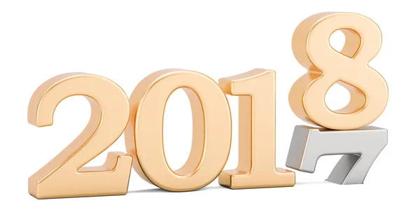 Feliz Año Nuevo 2018 Próximamente concepto, 3D renderizado —  Fotos de Stock