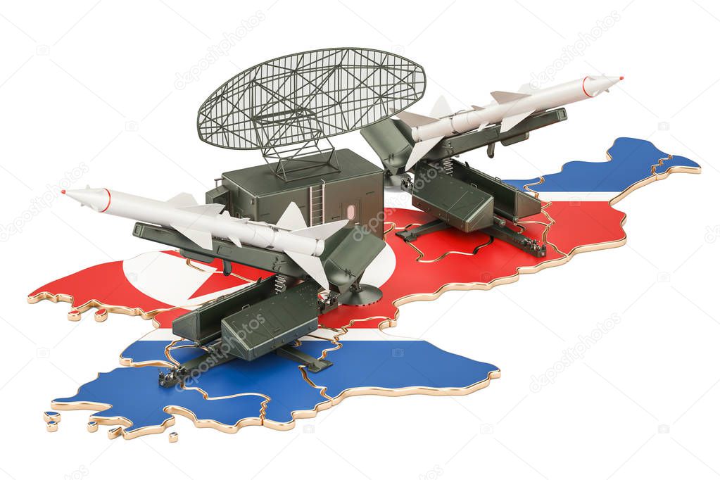 North Korea missile defence system concept, 3D rendering