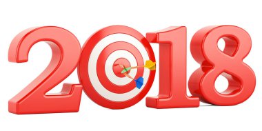Hedef ve 2018 misyonunu yeni yıl kavramı, 3d render