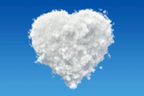 Heart from clouds in the sky, 3D rendering