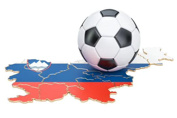 Slovenya kavramı, 3d render Haritası ile futbol topu — Stok fotoğraf