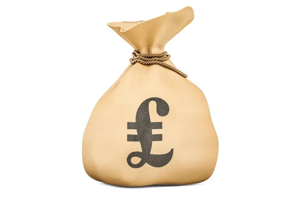 Bolsa de dinero con libra esterlina, representación 3D — Foto de Stock