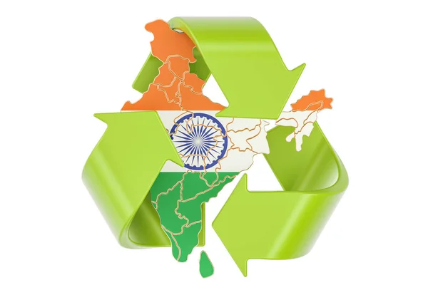 Reciclagem na Índia conceito, renderização 3D — Fotografia de Stock