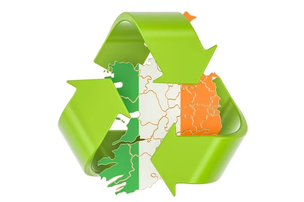 Reciclagem no conceito Irlanda, renderização 3D — Fotografia de Stock