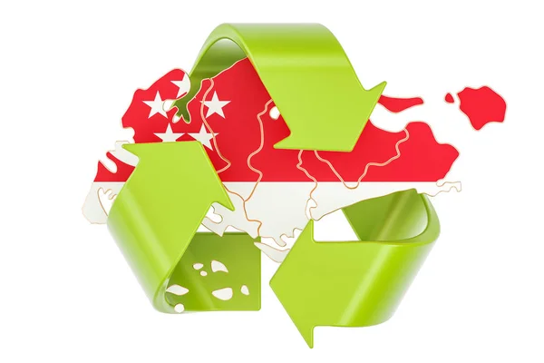 Reciclare în Singapore concept, redare 3D — Fotografie, imagine de stoc