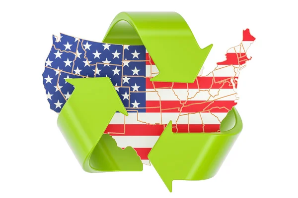 Recyclage aux États-Unis concept, rendu 3D — Photo