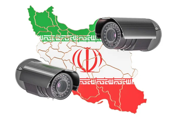 Επιτήρηση και ασφάλεια συστήματος έννοια στο Ιράν. 3D rendering — Φωτογραφία Αρχείου