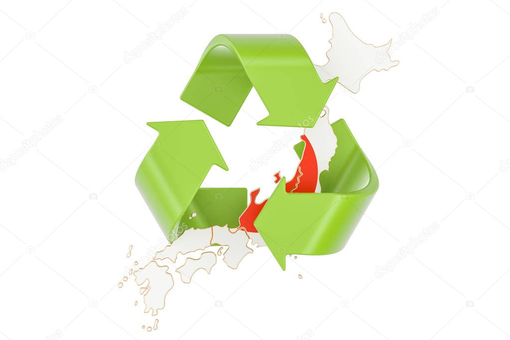 Recycling in Japan concept, 3D rendering