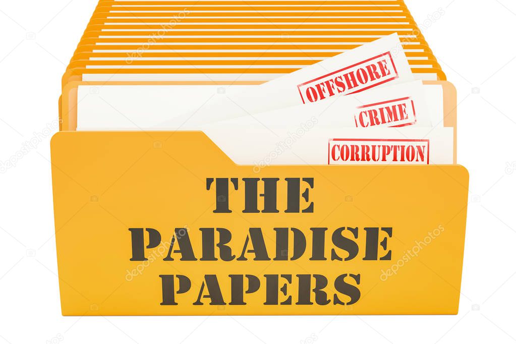 The Paradise Papers, leak concept. 3D rendering