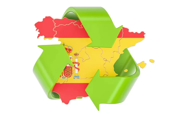 Reciclaje en España concepto, renderizado 3D — Foto de Stock