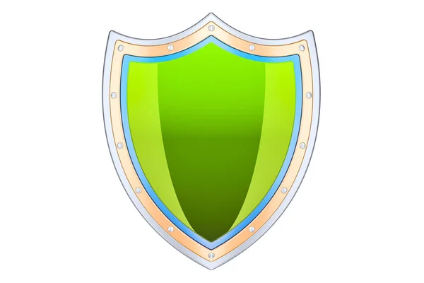 Escudo verde, renderização 3D — Fotografia de Stock