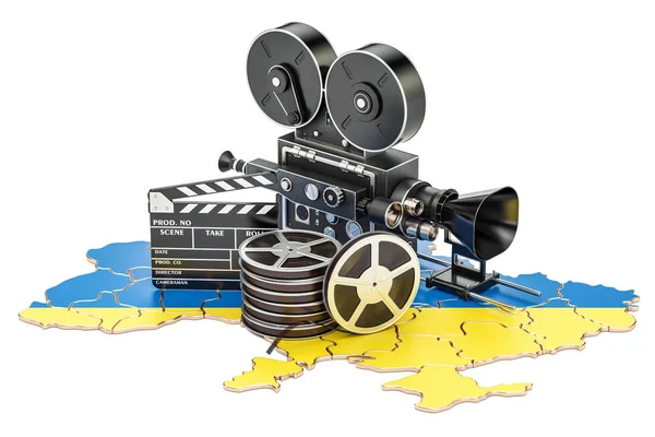 Ukrainische Kinematographie, Konzept der Filmindustrie. 3D-Darstellung — Stockfoto