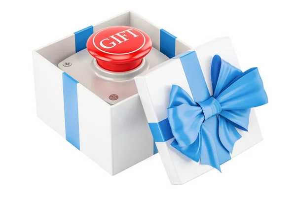Ajándék doboz ajándék gomb, 3d-leképezés — Stock Fotó