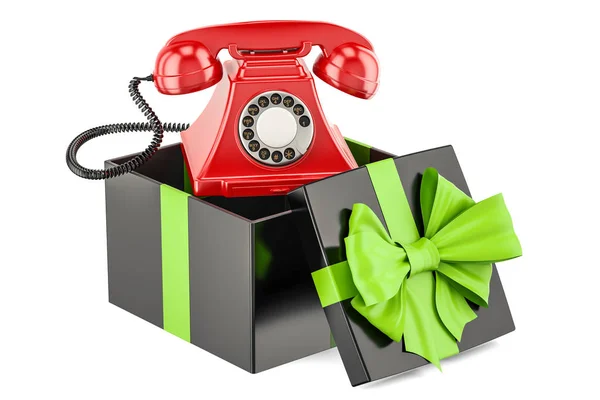 Geschenkdoos met telefoon, 3D-rendering — Stockfoto