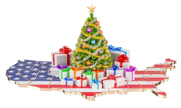Boże Narodzenie i nowy rok wakacje w Usa koncepcji. renderowania 3D — Zdjęcie stockowe
