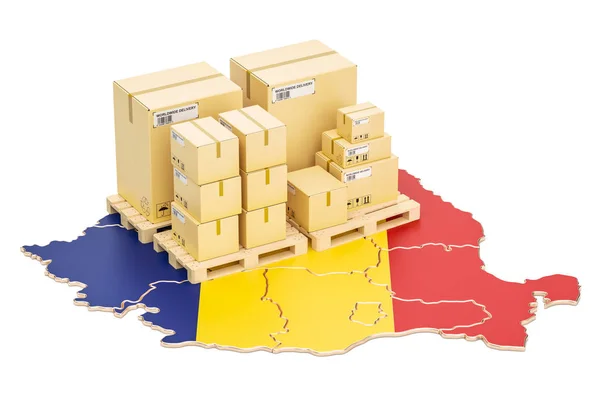 Verzending en levering van Roemenië concept, 3D-rendering — Stockfoto