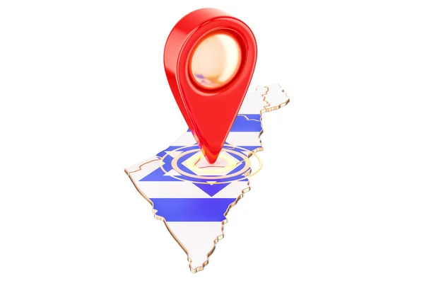 Mapy wskaźnik na mapie miasta Izraela, renderowania 3d — Zdjęcie stockowe