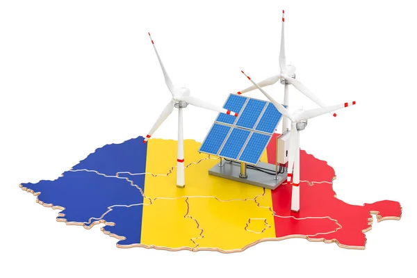 Förnybar energi och hållbar utveckling i Rumänien, koncept — Stockfoto